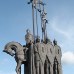 A huge monument to Alexander Nevsky near Pskov, overlooking the site of the battle on the ice in 1242